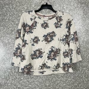 J Jill Women's Floral Romantic French Terry Sweatshirt - Size XS - Pleated Back